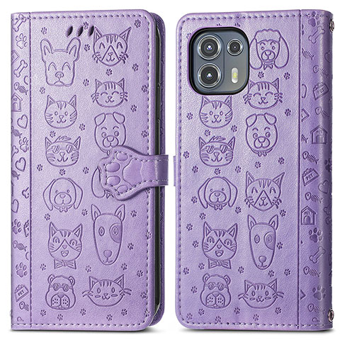 Custodia Portafoglio In Pelle Fantasia Modello Cover con Supporto S03D per Motorola Moto Edge 20 Lite 5G Viola