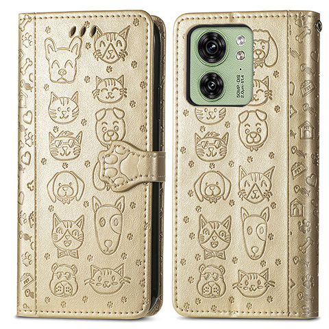 Custodia Portafoglio In Pelle Fantasia Modello Cover con Supporto S03D per Motorola Moto Edge 40 5G Oro