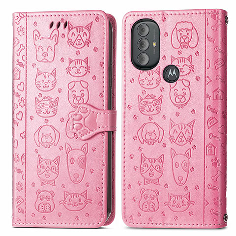 Custodia Portafoglio In Pelle Fantasia Modello Cover con Supporto S03D per Motorola Moto G Play (2023) Rosa