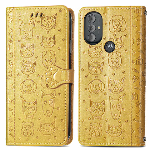 Custodia Portafoglio In Pelle Fantasia Modello Cover con Supporto S03D per Motorola Moto G Play Gen 2 Giallo