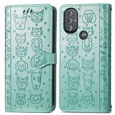 Custodia Portafoglio In Pelle Fantasia Modello Cover con Supporto S03D per Motorola Moto G Play Gen 2 Verde