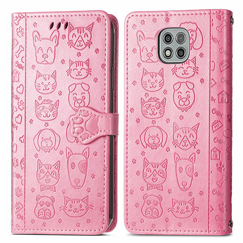 Custodia Portafoglio In Pelle Fantasia Modello Cover con Supporto S03D per Motorola Moto G Power (2021) Rosa