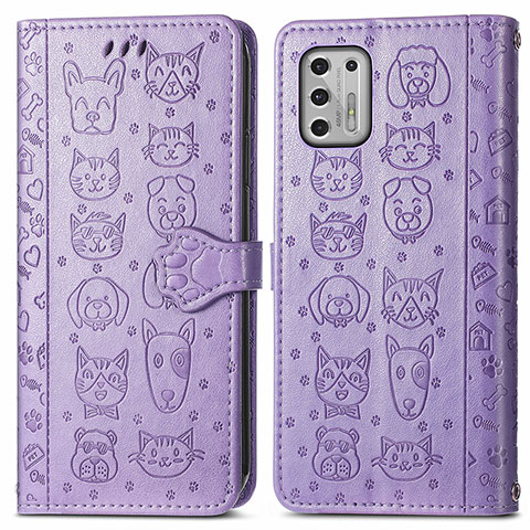 Custodia Portafoglio In Pelle Fantasia Modello Cover con Supporto S03D per Motorola Moto G Stylus (2021) Viola