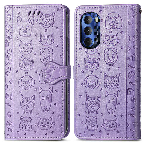 Custodia Portafoglio In Pelle Fantasia Modello Cover con Supporto S03D per Motorola Moto G Stylus (2022) 5G Viola