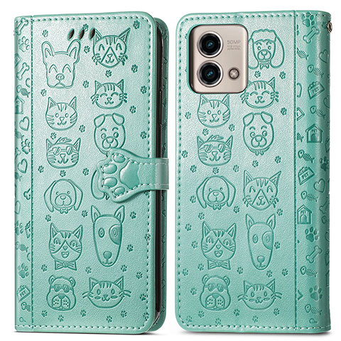 Custodia Portafoglio In Pelle Fantasia Modello Cover con Supporto S03D per Motorola Moto G Stylus (2023) 4G Verde