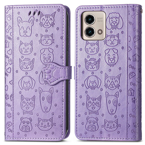 Custodia Portafoglio In Pelle Fantasia Modello Cover con Supporto S03D per Motorola Moto G Stylus (2023) 4G Viola