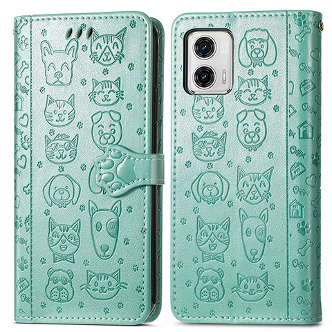 Custodia Portafoglio In Pelle Fantasia Modello Cover con Supporto S03D per Motorola Moto G73 5G Verde