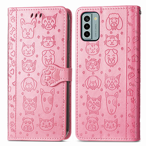 Custodia Portafoglio In Pelle Fantasia Modello Cover con Supporto S03D per Nokia G22 Rosa