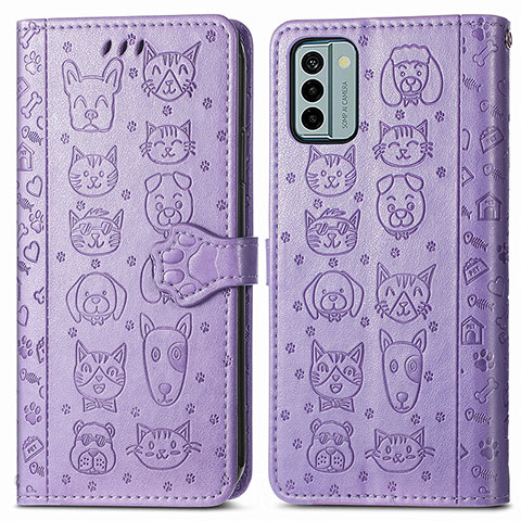 Custodia Portafoglio In Pelle Fantasia Modello Cover con Supporto S03D per Nokia G22 Viola