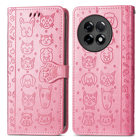 Custodia Portafoglio In Pelle Fantasia Modello Cover con Supporto S03D per OnePlus 11R 5G Rosa