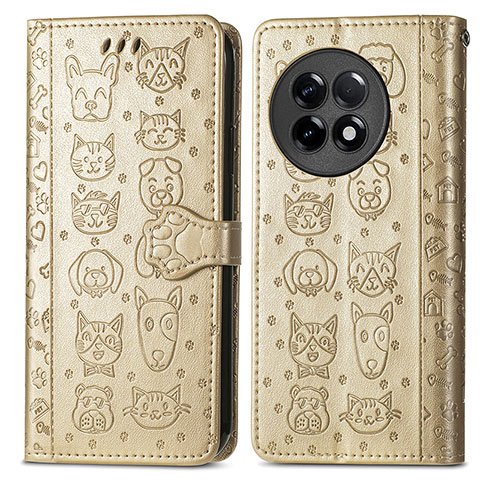 Custodia Portafoglio In Pelle Fantasia Modello Cover con Supporto S03D per OnePlus Ace 2 5G Oro