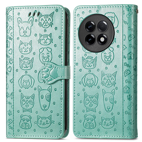 Custodia Portafoglio In Pelle Fantasia Modello Cover con Supporto S03D per OnePlus Ace 2 5G Verde