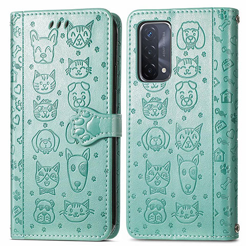 Custodia Portafoglio In Pelle Fantasia Modello Cover con Supporto S03D per OnePlus Nord N200 5G Verde