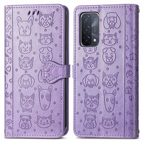 Custodia Portafoglio In Pelle Fantasia Modello Cover con Supporto S03D per OnePlus Nord N200 5G Viola