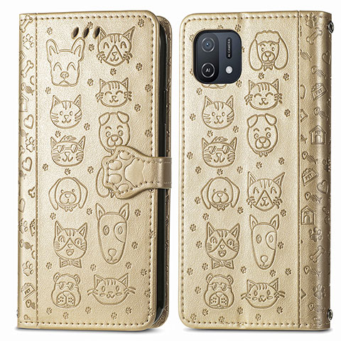 Custodia Portafoglio In Pelle Fantasia Modello Cover con Supporto S03D per Oppo A16K Oro