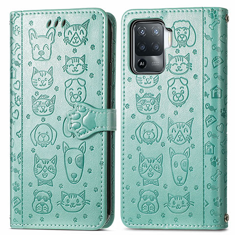 Custodia Portafoglio In Pelle Fantasia Modello Cover con Supporto S03D per Oppo A94 4G Verde