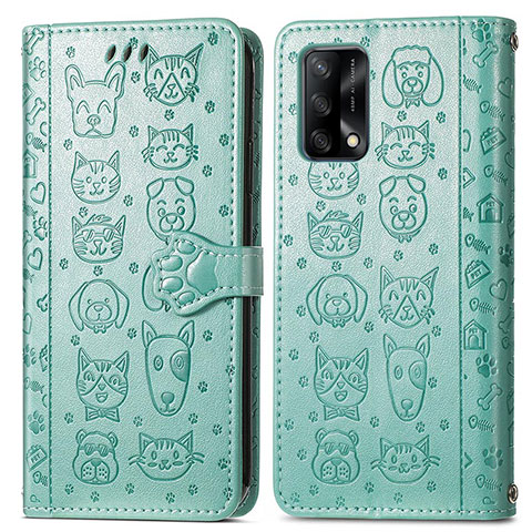 Custodia Portafoglio In Pelle Fantasia Modello Cover con Supporto S03D per Oppo F19 Verde