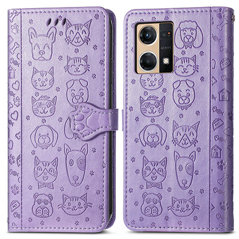 Custodia Portafoglio In Pelle Fantasia Modello Cover con Supporto S03D per Oppo F21 Pro 4G Viola