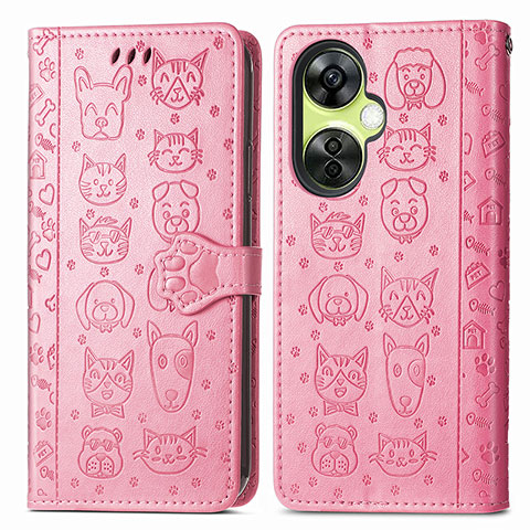 Custodia Portafoglio In Pelle Fantasia Modello Cover con Supporto S03D per Oppo K11x 5G Rosa