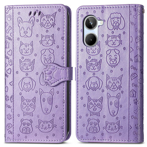 Custodia Portafoglio In Pelle Fantasia Modello Cover con Supporto S03D per Realme 10 4G Viola