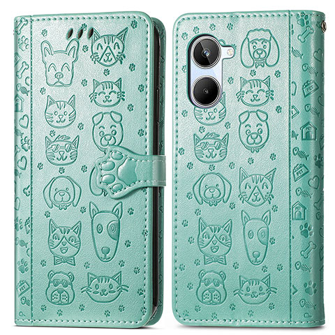 Custodia Portafoglio In Pelle Fantasia Modello Cover con Supporto S03D per Realme 10 Pro 5G Verde