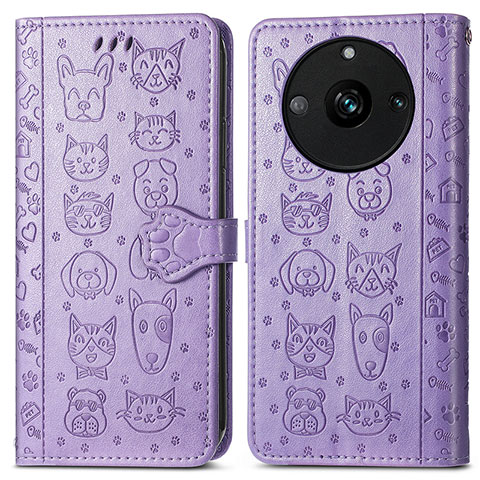 Custodia Portafoglio In Pelle Fantasia Modello Cover con Supporto S03D per Realme 11 Pro 5G Viola