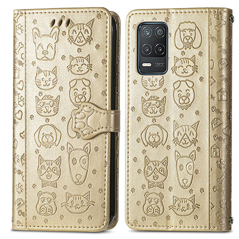 Custodia Portafoglio In Pelle Fantasia Modello Cover con Supporto S03D per Realme 8 5G Oro