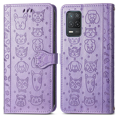 Custodia Portafoglio In Pelle Fantasia Modello Cover con Supporto S03D per Realme 8s 5G Viola