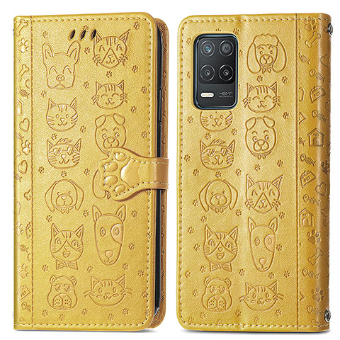 Custodia Portafoglio In Pelle Fantasia Modello Cover con Supporto S03D per Realme 9 5G India Giallo