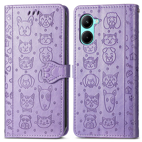 Custodia Portafoglio In Pelle Fantasia Modello Cover con Supporto S03D per Realme C33 (2023) Viola