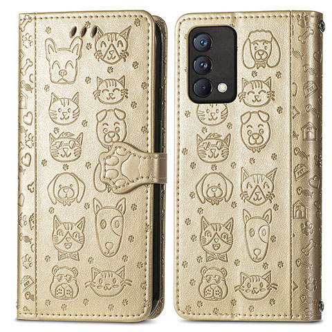 Custodia Portafoglio In Pelle Fantasia Modello Cover con Supporto S03D per Realme GT Master 5G Oro