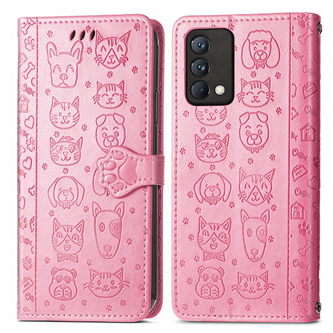 Custodia Portafoglio In Pelle Fantasia Modello Cover con Supporto S03D per Realme GT Master 5G Rosa