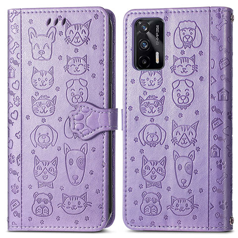 Custodia Portafoglio In Pelle Fantasia Modello Cover con Supporto S03D per Realme GT Neo 2T 5G Viola