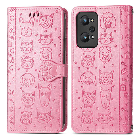 Custodia Portafoglio In Pelle Fantasia Modello Cover con Supporto S03D per Realme GT Neo 3T 5G Rosa