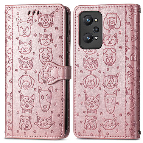 Custodia Portafoglio In Pelle Fantasia Modello Cover con Supporto S03D per Realme GT Neo2 5G Oro Rosa