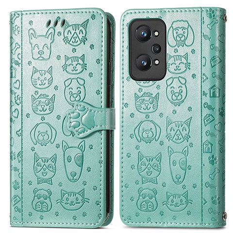 Custodia Portafoglio In Pelle Fantasia Modello Cover con Supporto S03D per Realme GT Neo2 5G Verde