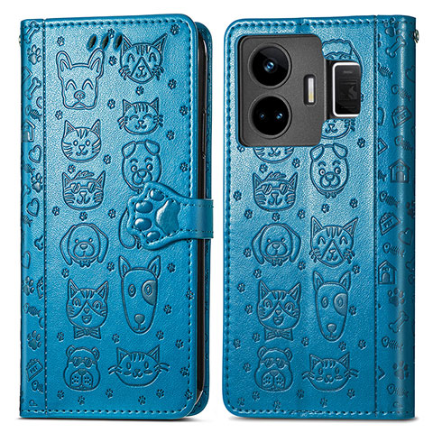 Custodia Portafoglio In Pelle Fantasia Modello Cover con Supporto S03D per Realme GT Neo5 240W 5G Blu