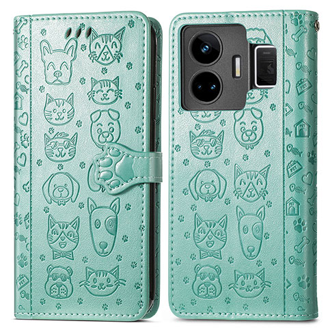 Custodia Portafoglio In Pelle Fantasia Modello Cover con Supporto S03D per Realme GT Neo5 240W 5G Verde