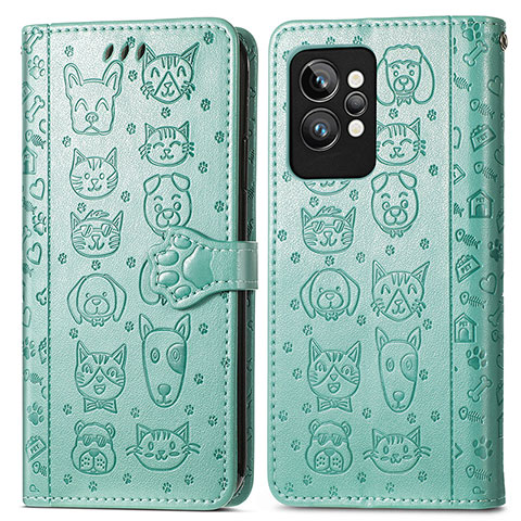 Custodia Portafoglio In Pelle Fantasia Modello Cover con Supporto S03D per Realme GT2 Pro 5G Verde