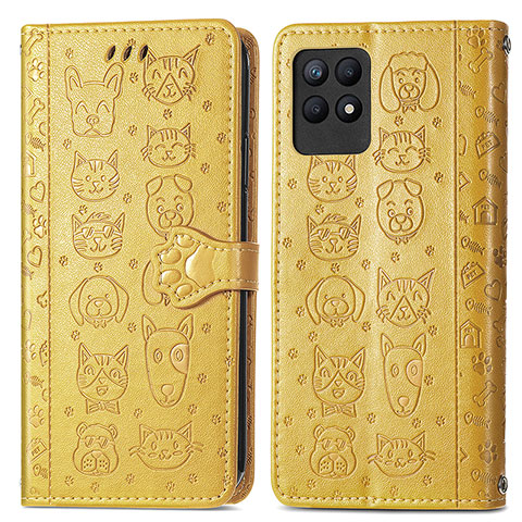 Custodia Portafoglio In Pelle Fantasia Modello Cover con Supporto S03D per Realme Narzo 50 4G Giallo