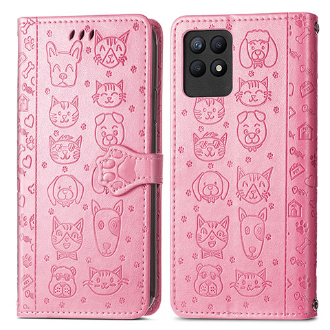 Custodia Portafoglio In Pelle Fantasia Modello Cover con Supporto S03D per Realme Narzo 50 4G Rosa