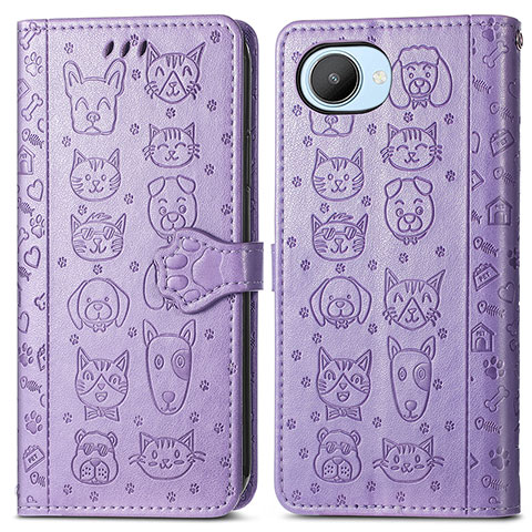 Custodia Portafoglio In Pelle Fantasia Modello Cover con Supporto S03D per Realme Narzo 50i Prime Viola