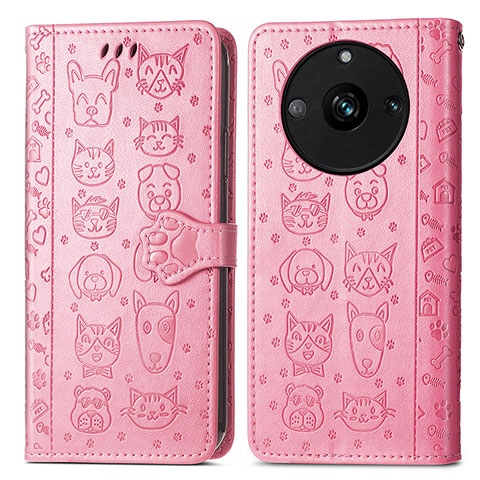 Custodia Portafoglio In Pelle Fantasia Modello Cover con Supporto S03D per Realme Narzo 60 5G Rosa