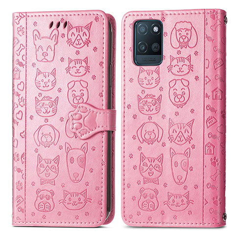 Custodia Portafoglio In Pelle Fantasia Modello Cover con Supporto S03D per Realme V11 5G Rosa