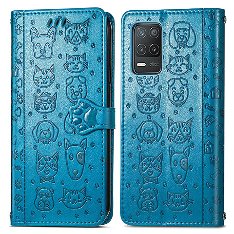 Custodia Portafoglio In Pelle Fantasia Modello Cover con Supporto S03D per Realme V13 5G Blu