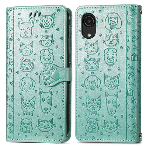 Custodia Portafoglio In Pelle Fantasia Modello Cover con Supporto S03D per Samsung Galaxy A03 Core Verde