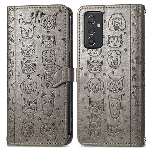 Custodia Portafoglio In Pelle Fantasia Modello Cover con Supporto S03D per Samsung Galaxy A05s Grigio