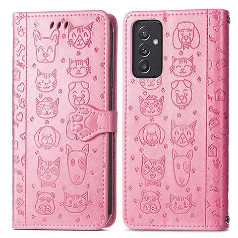 Custodia Portafoglio In Pelle Fantasia Modello Cover con Supporto S03D per Samsung Galaxy A05s Oro Rosa