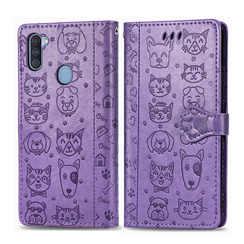 Custodia Portafoglio In Pelle Fantasia Modello Cover con Supporto S03D per Samsung Galaxy A11 Viola