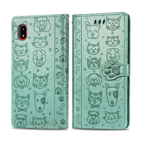 Custodia Portafoglio In Pelle Fantasia Modello Cover con Supporto S03D per Samsung Galaxy A20 SC-02M SCV46 Verde